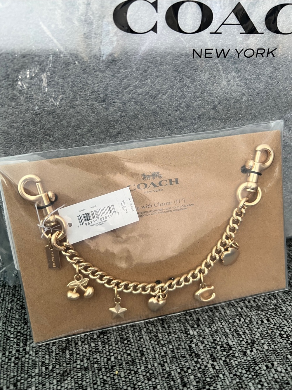 COACH Gold Tone Charm Chain Accessory